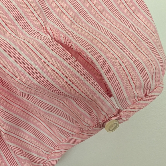 Talbots Pink Stripe Short Sleeve Blouse Medium Petite - Picture 7 of 9